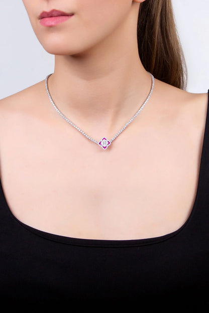 Pembe Yonca 18 Ayar Beyaz Altın Kaplama Gümüş Charm 5212601399