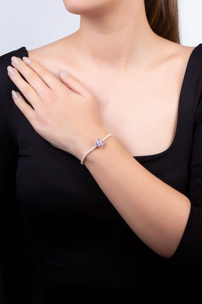 Pembe Yonca 18 Ayar Beyaz Altın Kaplama Gümüş Charm 5212601399