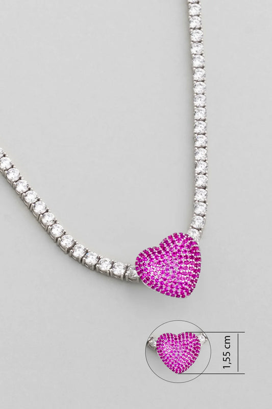 Pembe Kalp 18 Ayar Beyaz Altın Kaplama Gümüş Charm 5212560899