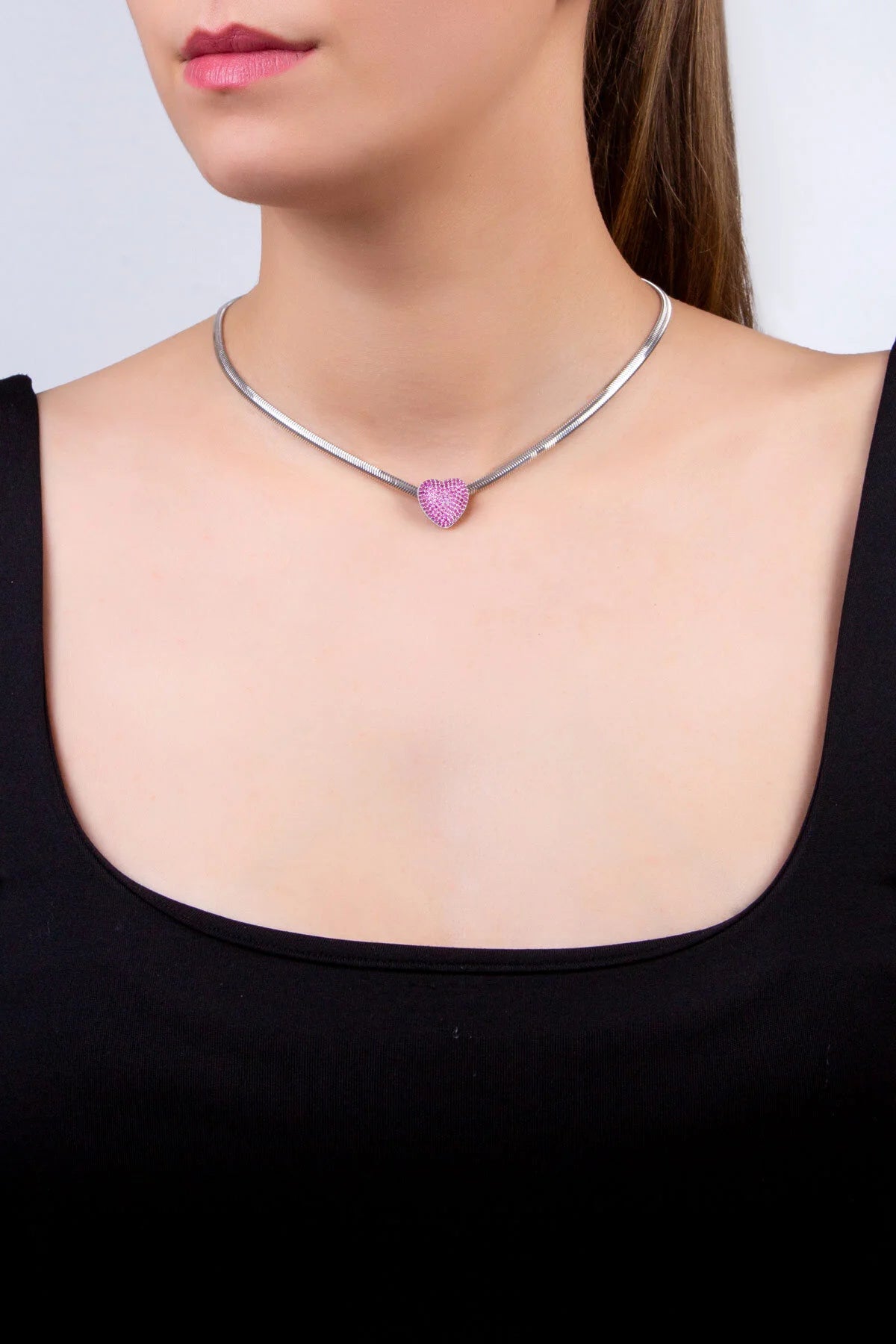 Pembe Kalp 18 Ayar Beyaz Altın Kaplama Gümüş Charm 5212560899