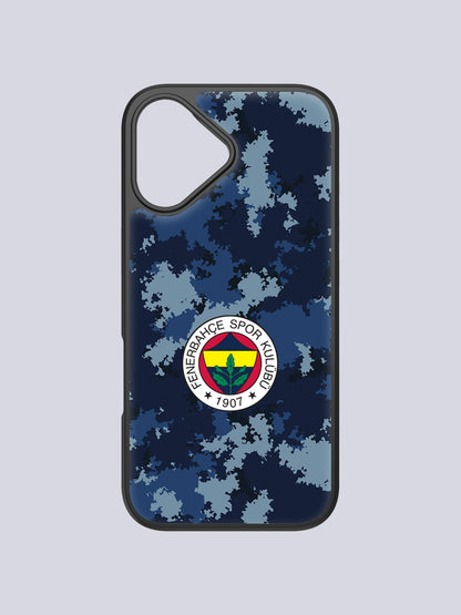 Fenerbahçe Mavi Kamuflaj Cam Telefon Kılıfı