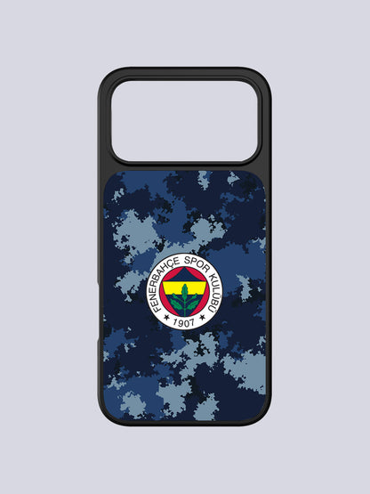 Fenerbahçe Mavi Kamuflaj Cam Telefon Kılıfı