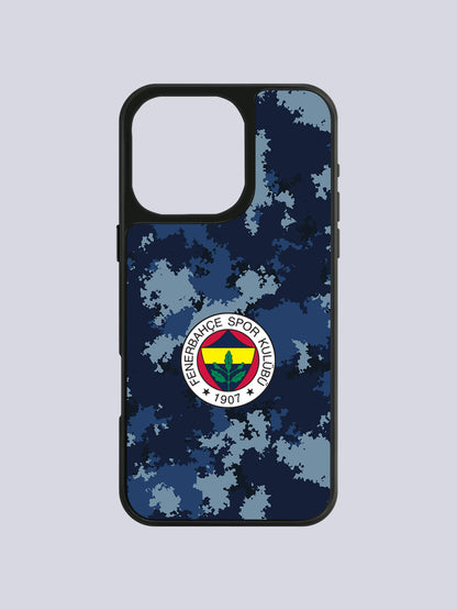 Fenerbahçe Mavi Kamuflaj Cam Telefon Kılıfı