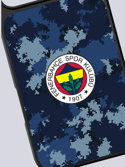 Fenerbahçe Mavi Kamuflaj Cam Telefon Kılıfı