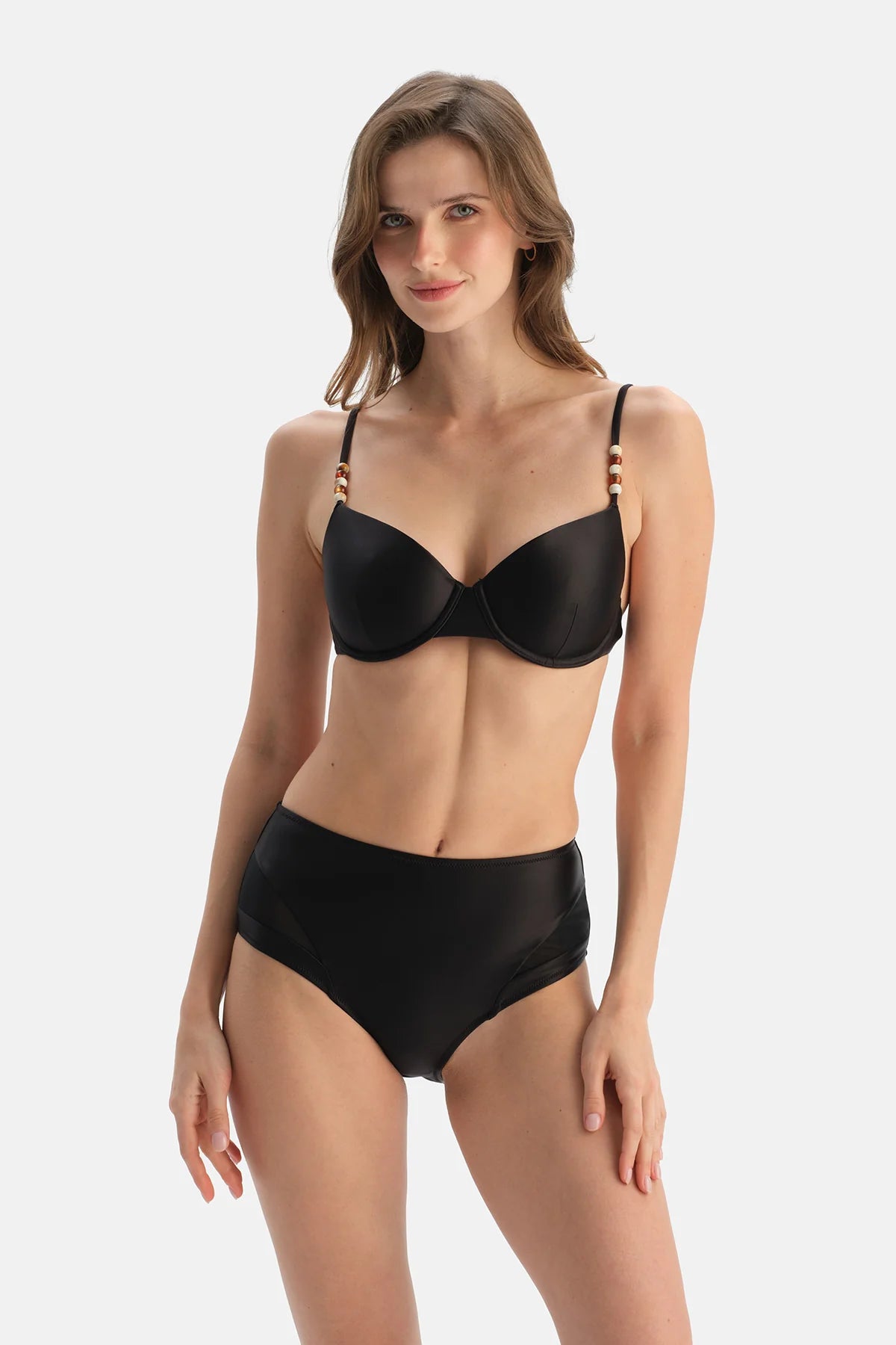 Tül Detayli Yüksek Bel Bikini Alt