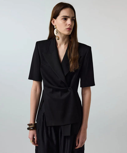 Siyah Vatkalı Asimetrik Blazer Is1260005099001 | Ipekyol