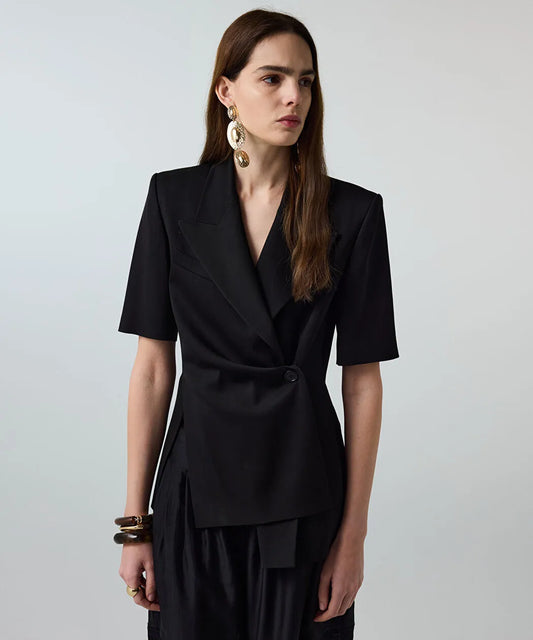 Siyah Vatkalı Asimetrik Blazer Is1260005099001 | Ipekyol