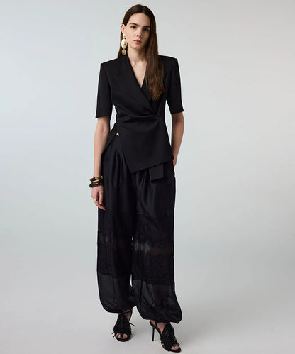 Siyah Vatkalı Asimetrik Blazer Is1260005099001 | Ipekyol
