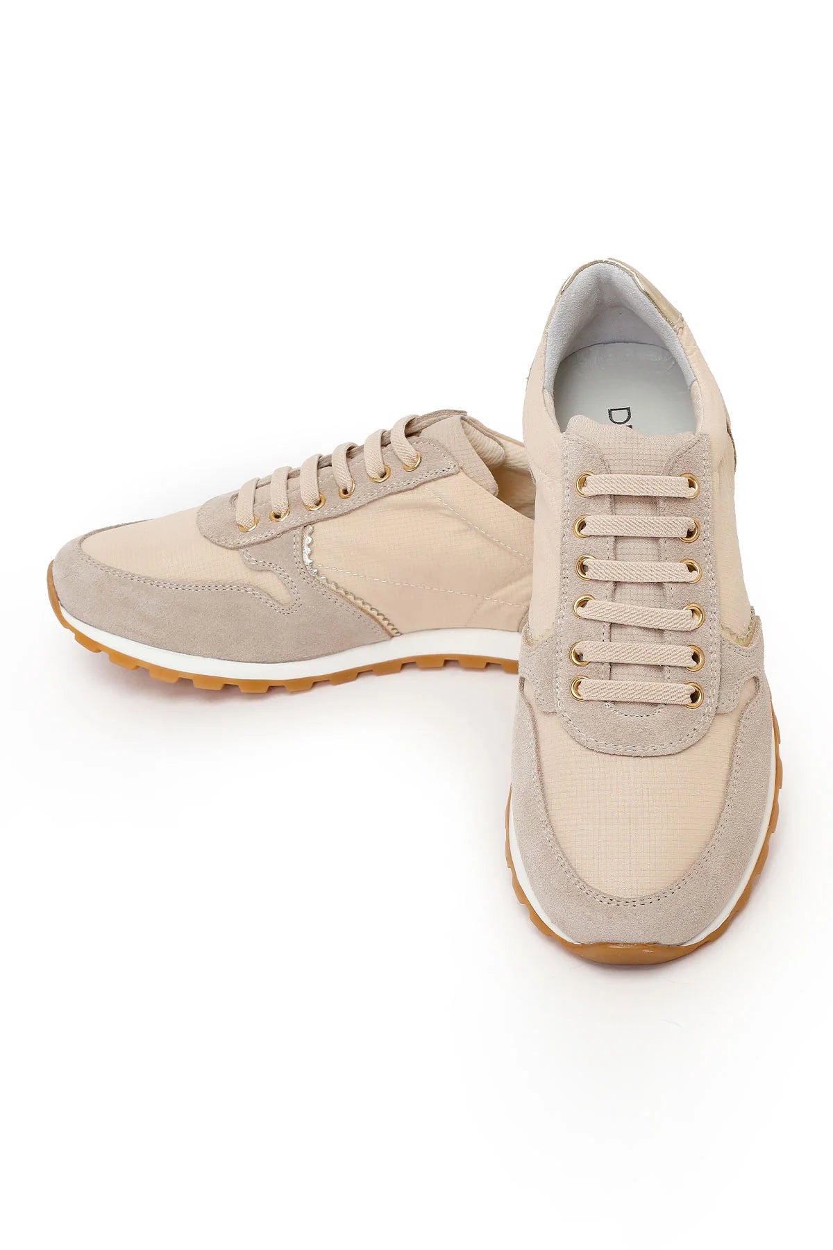 Kadın Bej Bağcıklı Deri Sneaker
