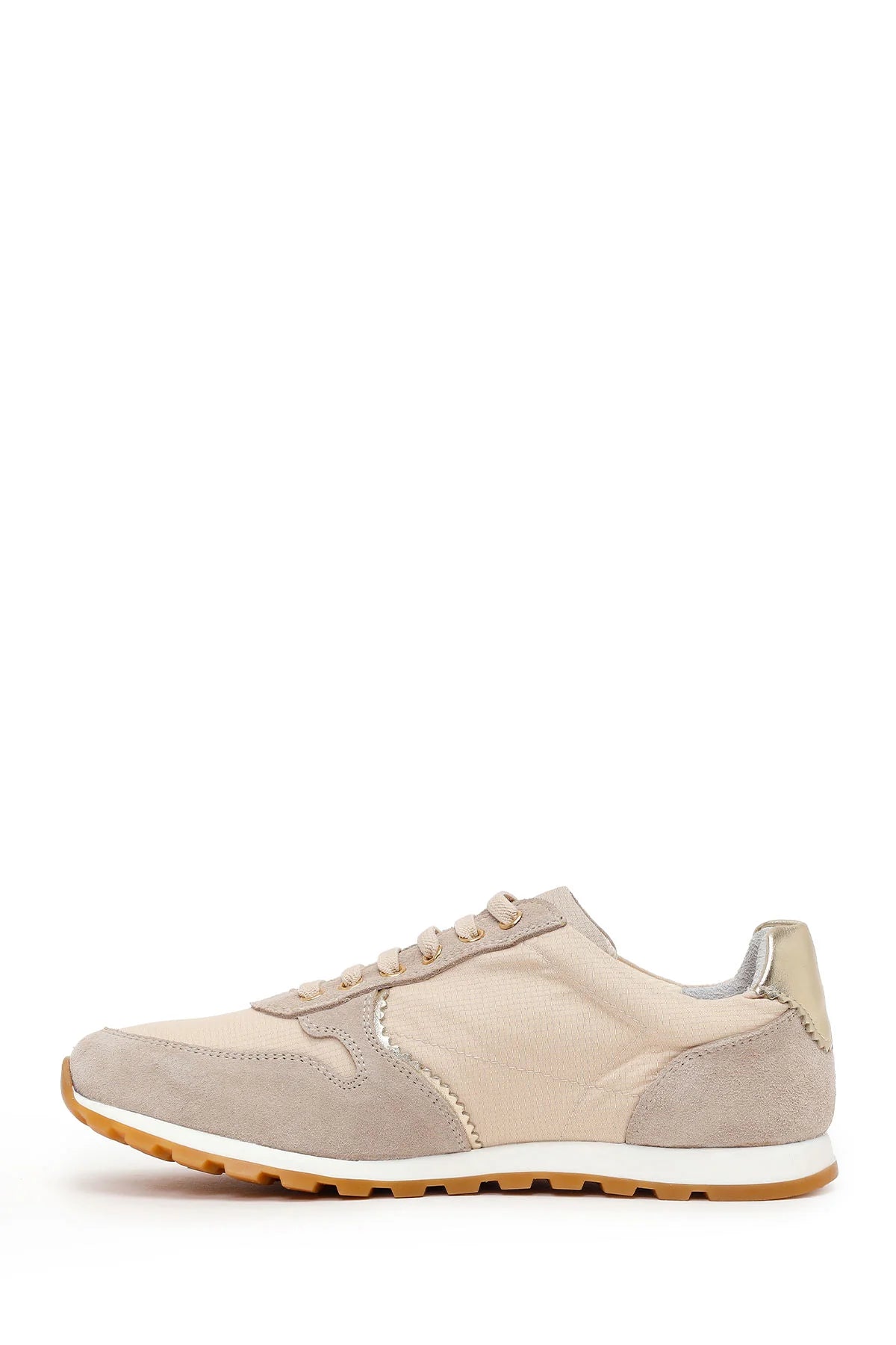 Kadın Bej Bağcıklı Deri Sneaker