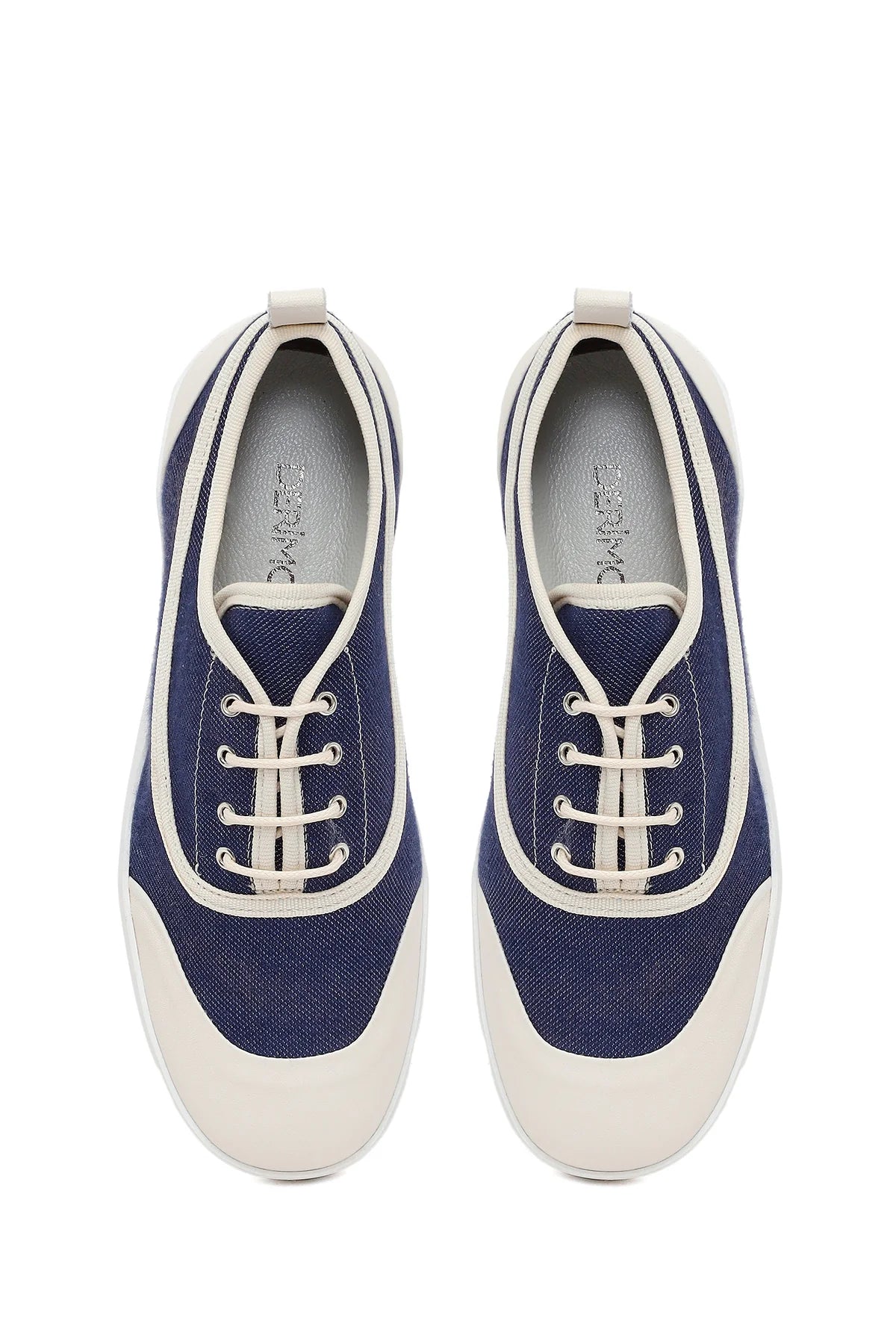 Kadın Mavi Bağcıklı Jean Deri Sneaker