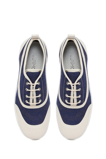 Kadın Mavi Bağcıklı Jean Deri Sneaker
