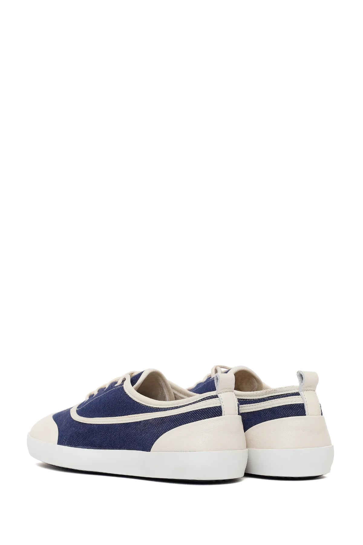 Kadın Mavi Bağcıklı Jean Deri Sneaker