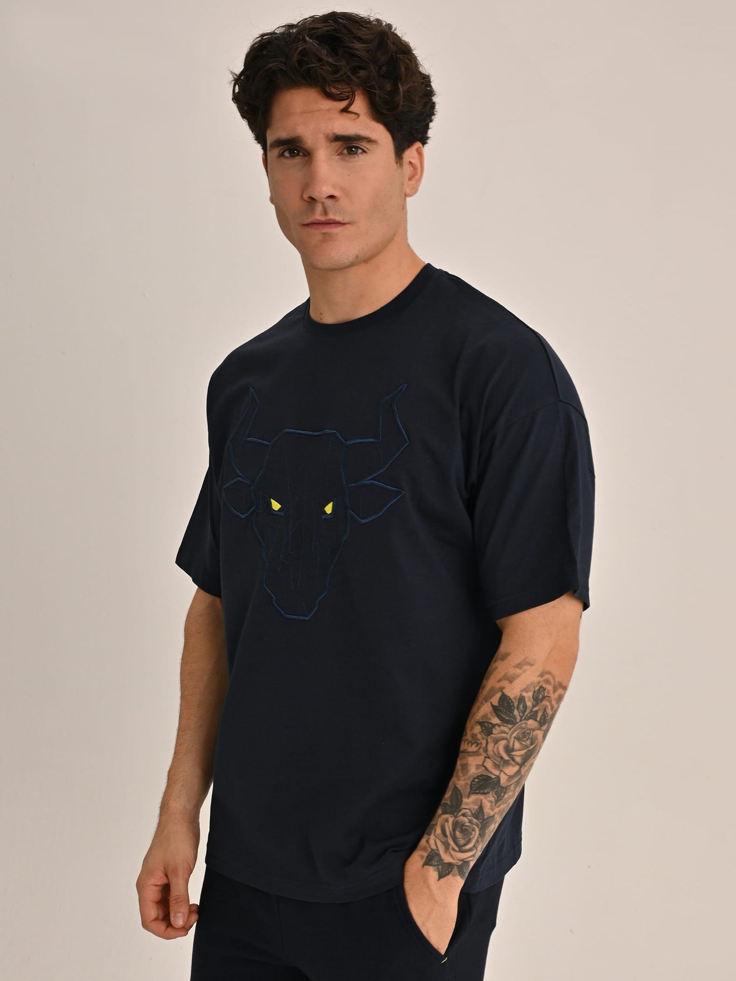 Fenerbahçe Lacivert Tribün Boğa Erkek Oversize Tshirt