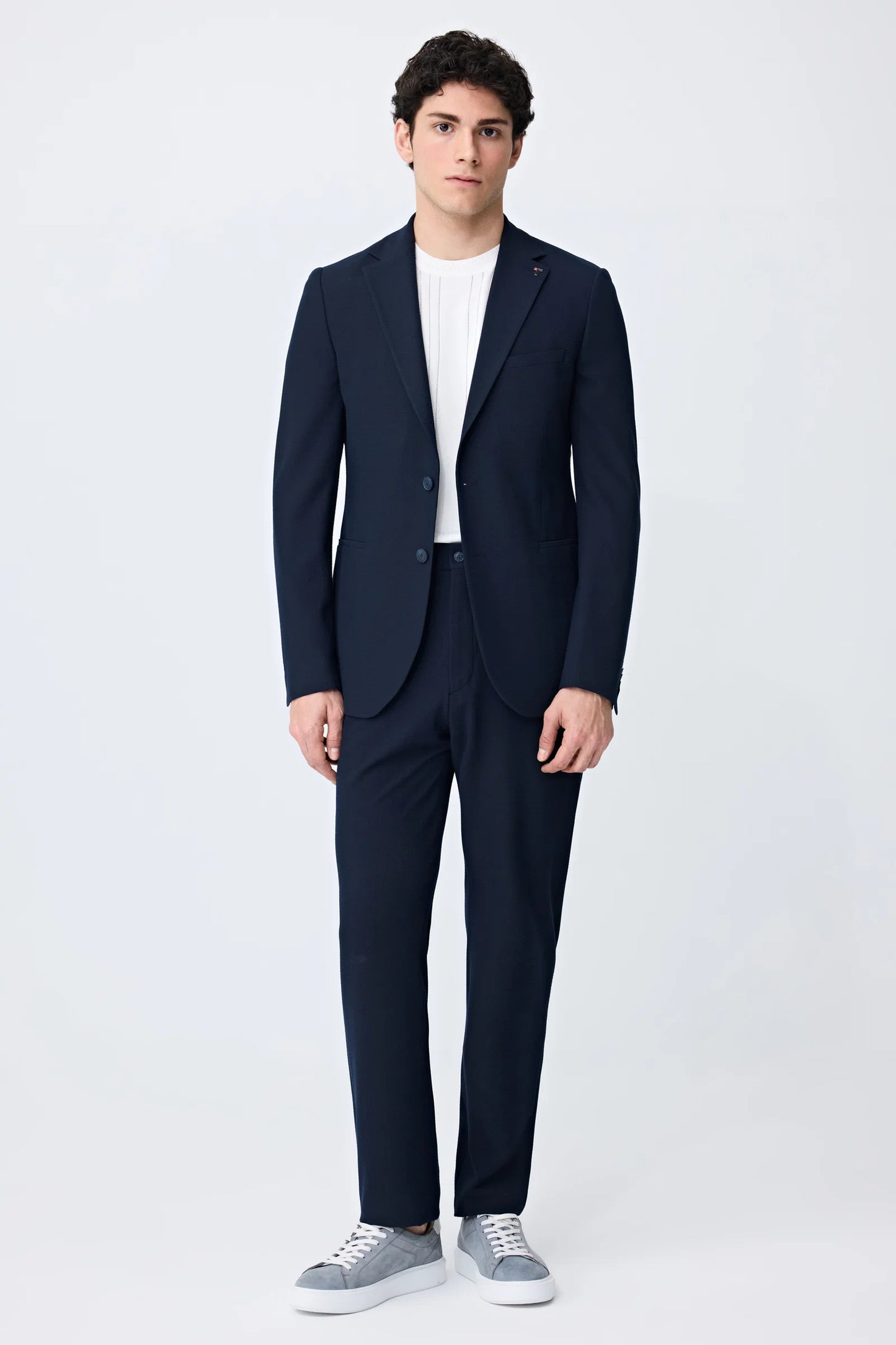 Tween Slim Fit Lacivert Çizgili Takim Elbise