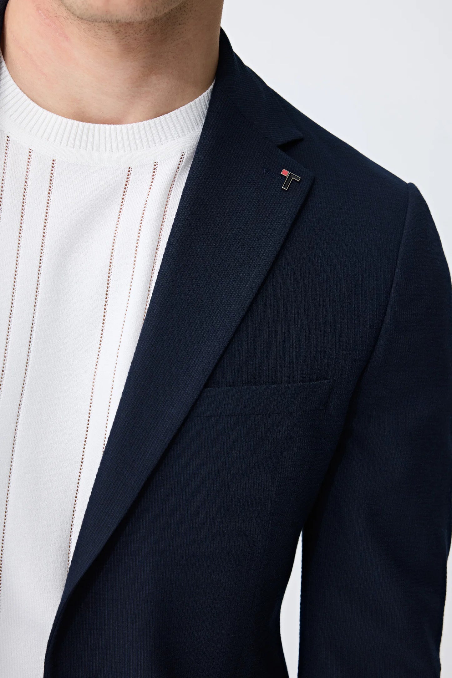 Tween Slim Fit Lacivert Çizgili Takim Elbise