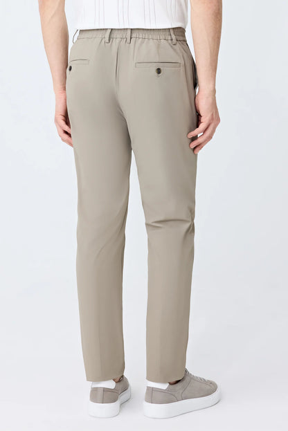 Tween Relaxed Fit (pilesiz) Bej Armürlü Kumaş Pantolon
