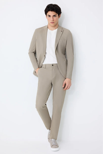 Tween Relaxed Fit (pilesiz) Bej Armürlü Kumaş Pantolon