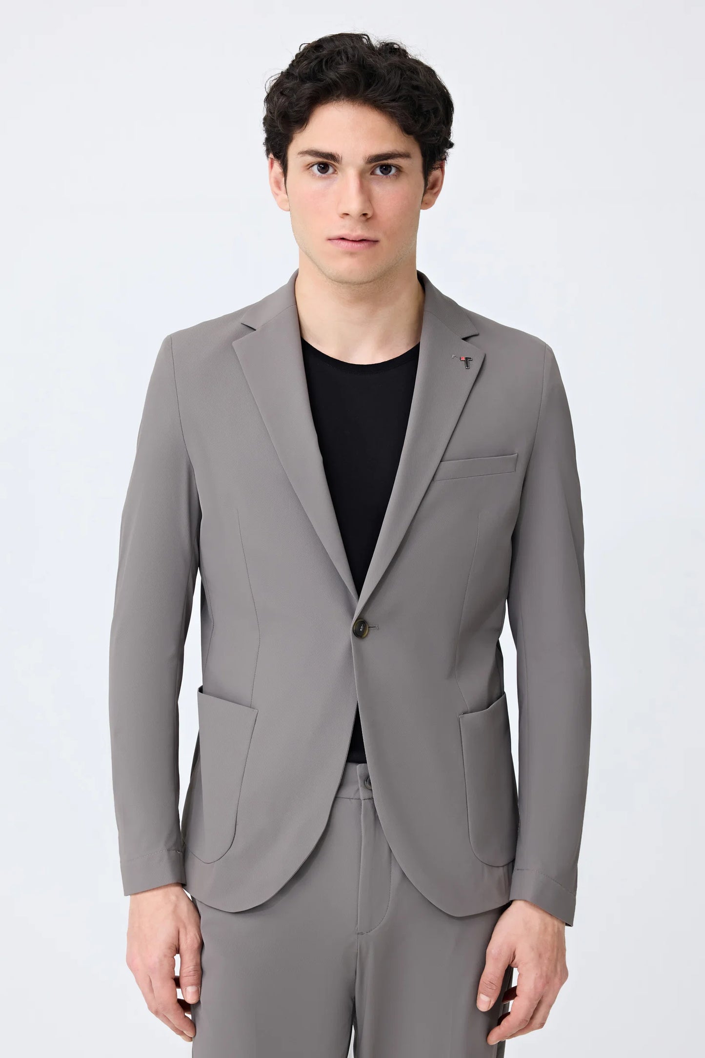 Tween Slim Fit Vizon Diyogonal Kumaş Ceket