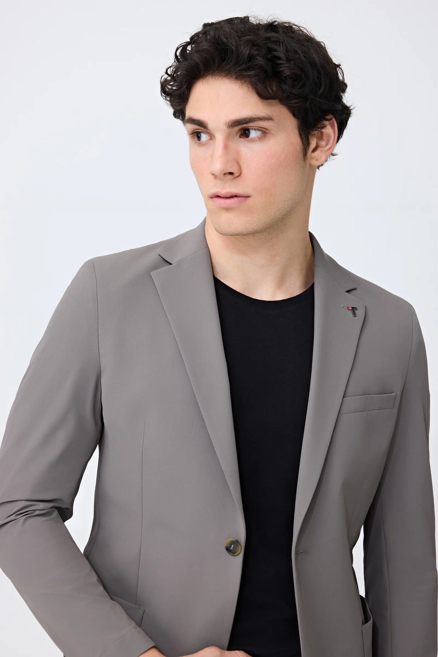 Tween Slim Fit Vizon Diyogonal Kumaş Ceket
