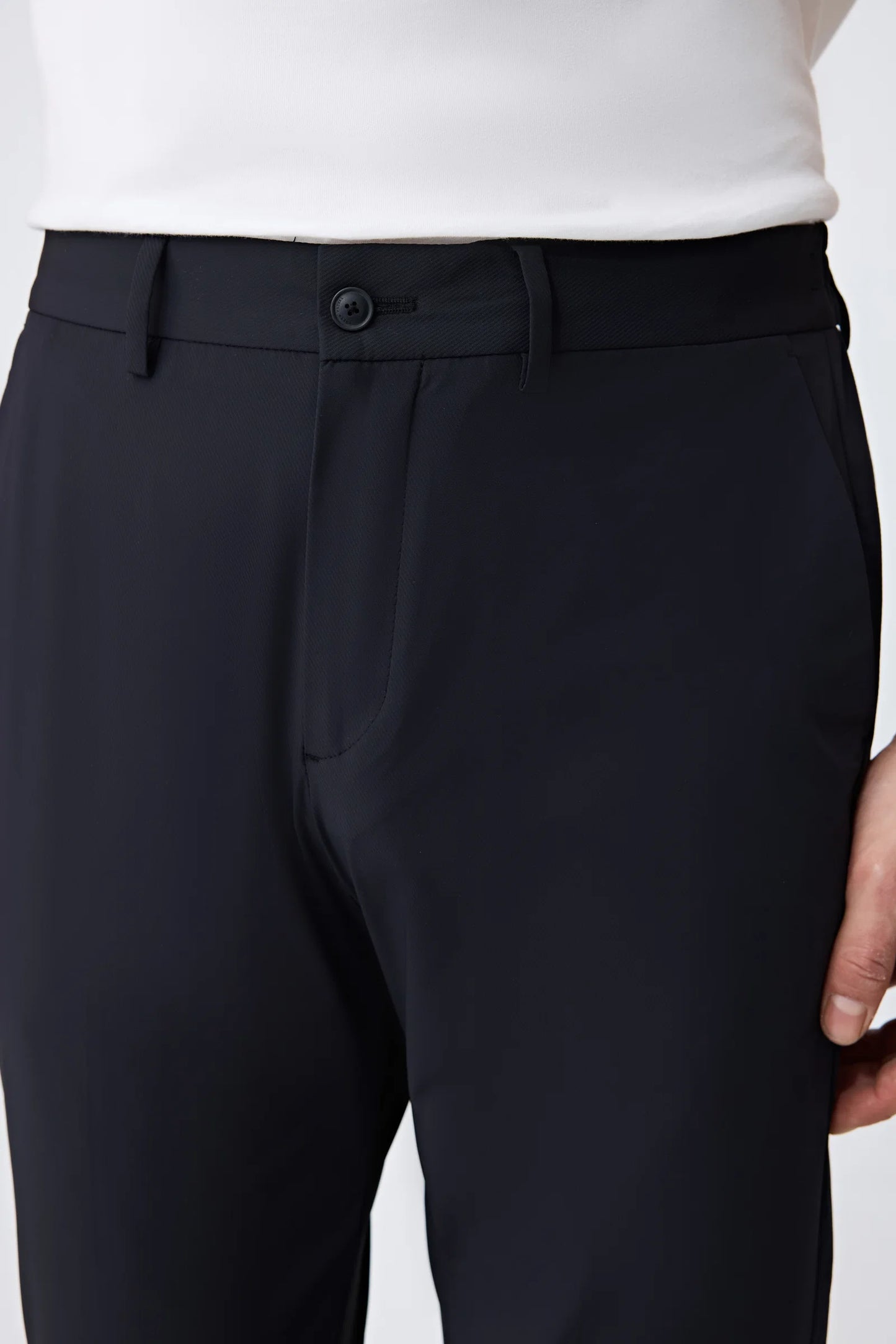 Tween Relaxed Fit (pilesiz) Siyah Armürlü Kumaş Pantolon