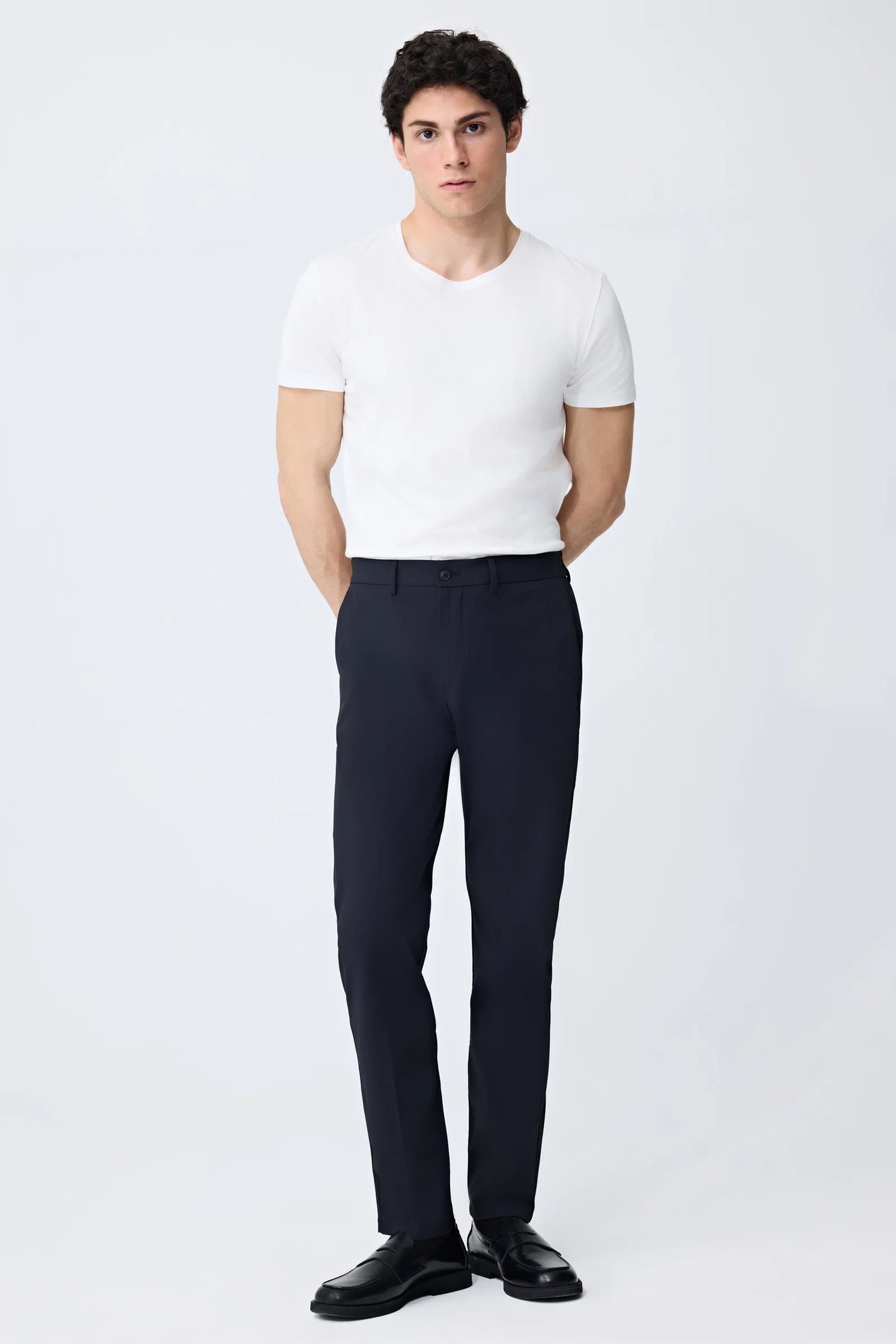 Tween Relaxed Fit (pilesiz) Siyah Armürlü Kumaş Pantolon