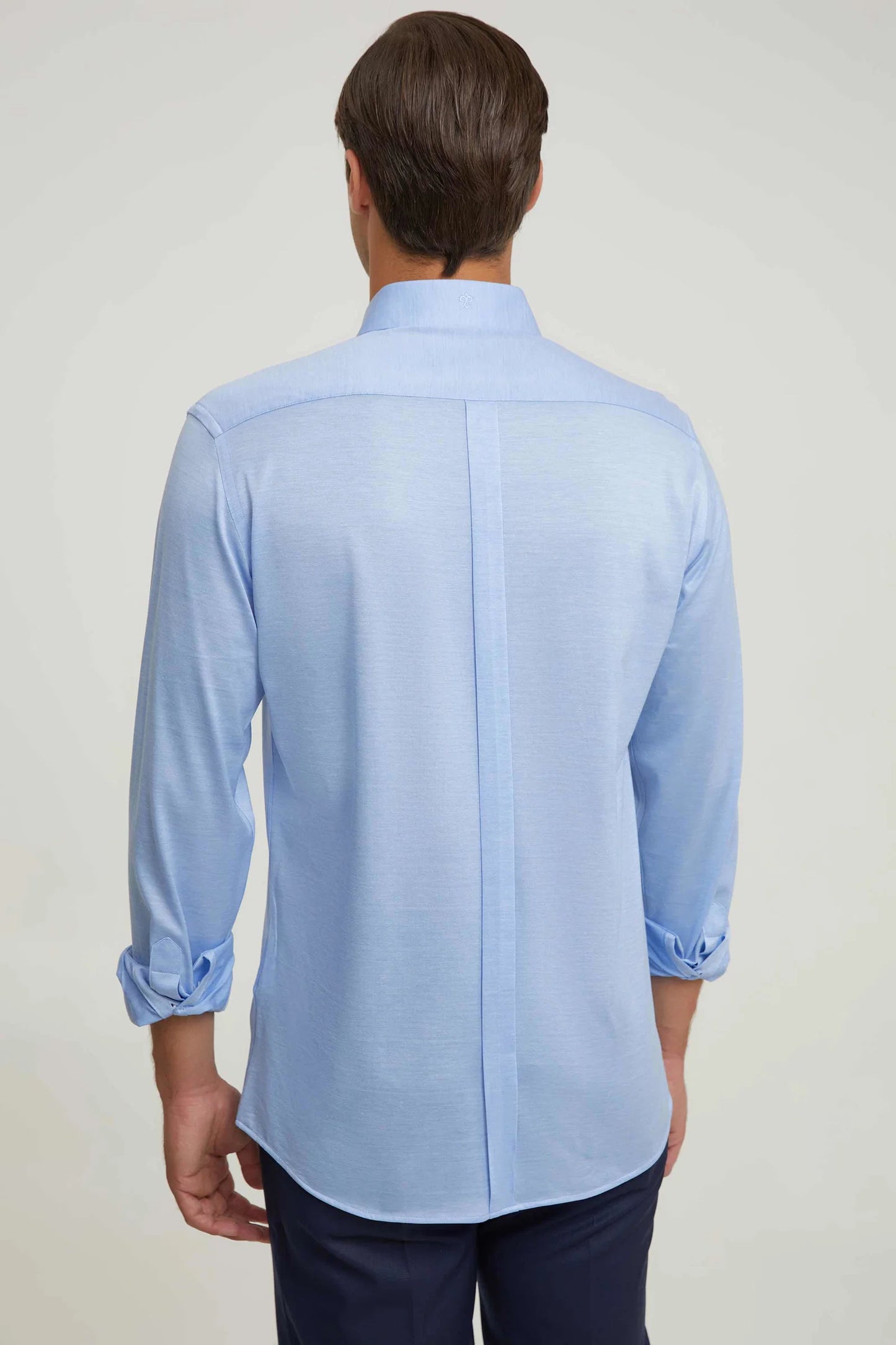 Damat Slim Fit Mavi Oxford Örme Gömlek