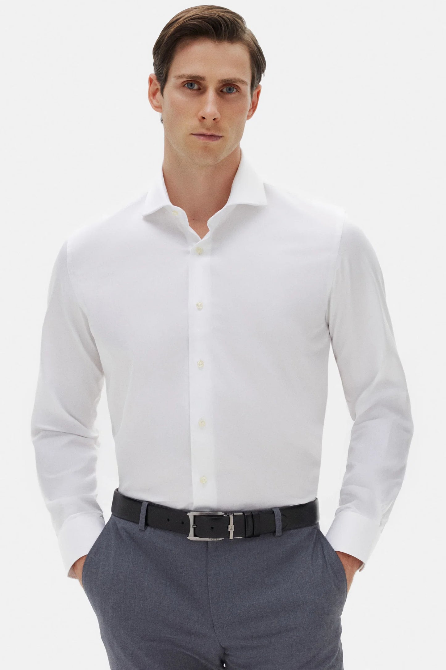 Damat Slim Fit Beyaz Düz Nano Care Gömlek