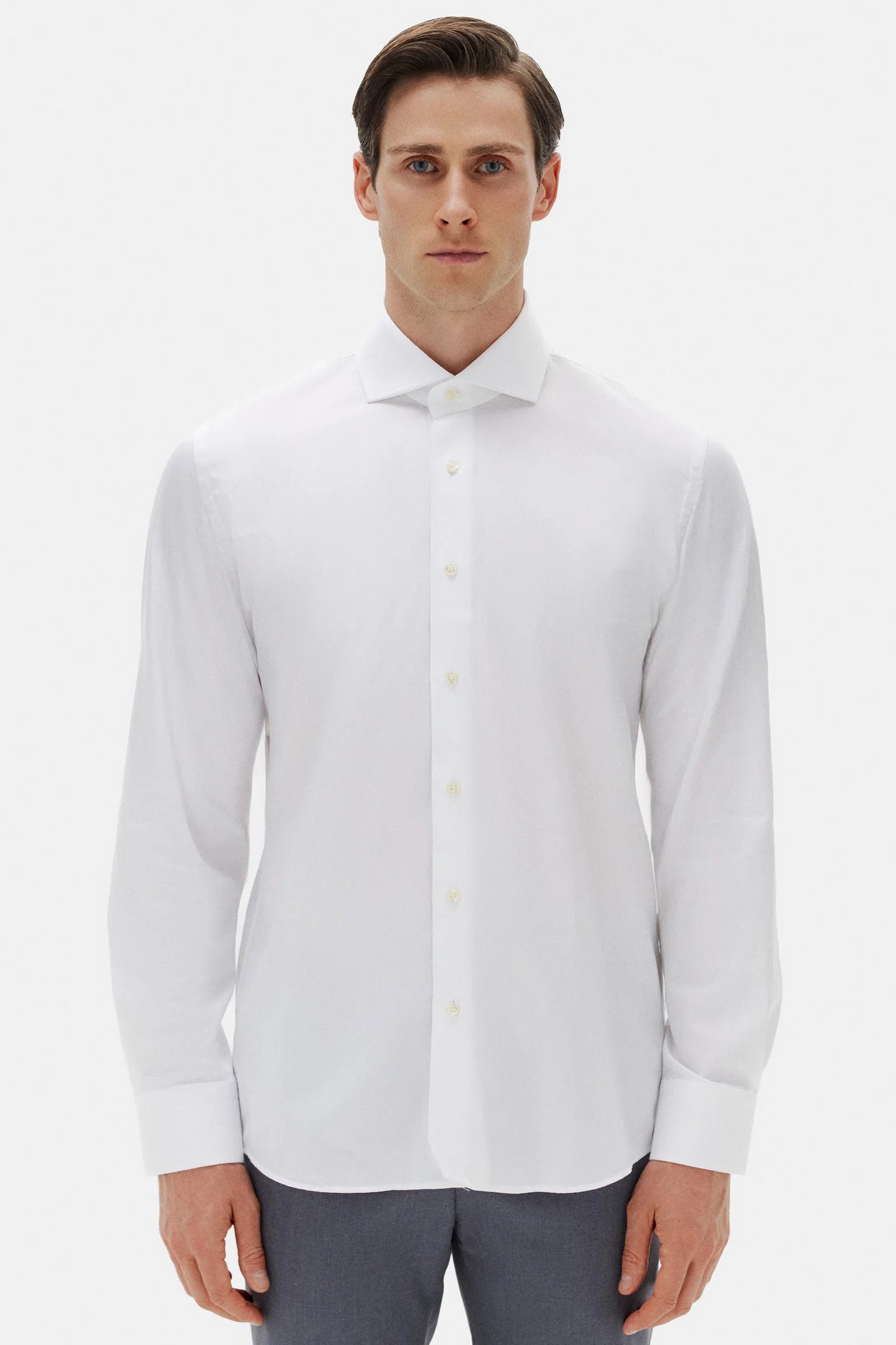 Damat Slim Fit Beyaz Düz Nano Care Gömlek