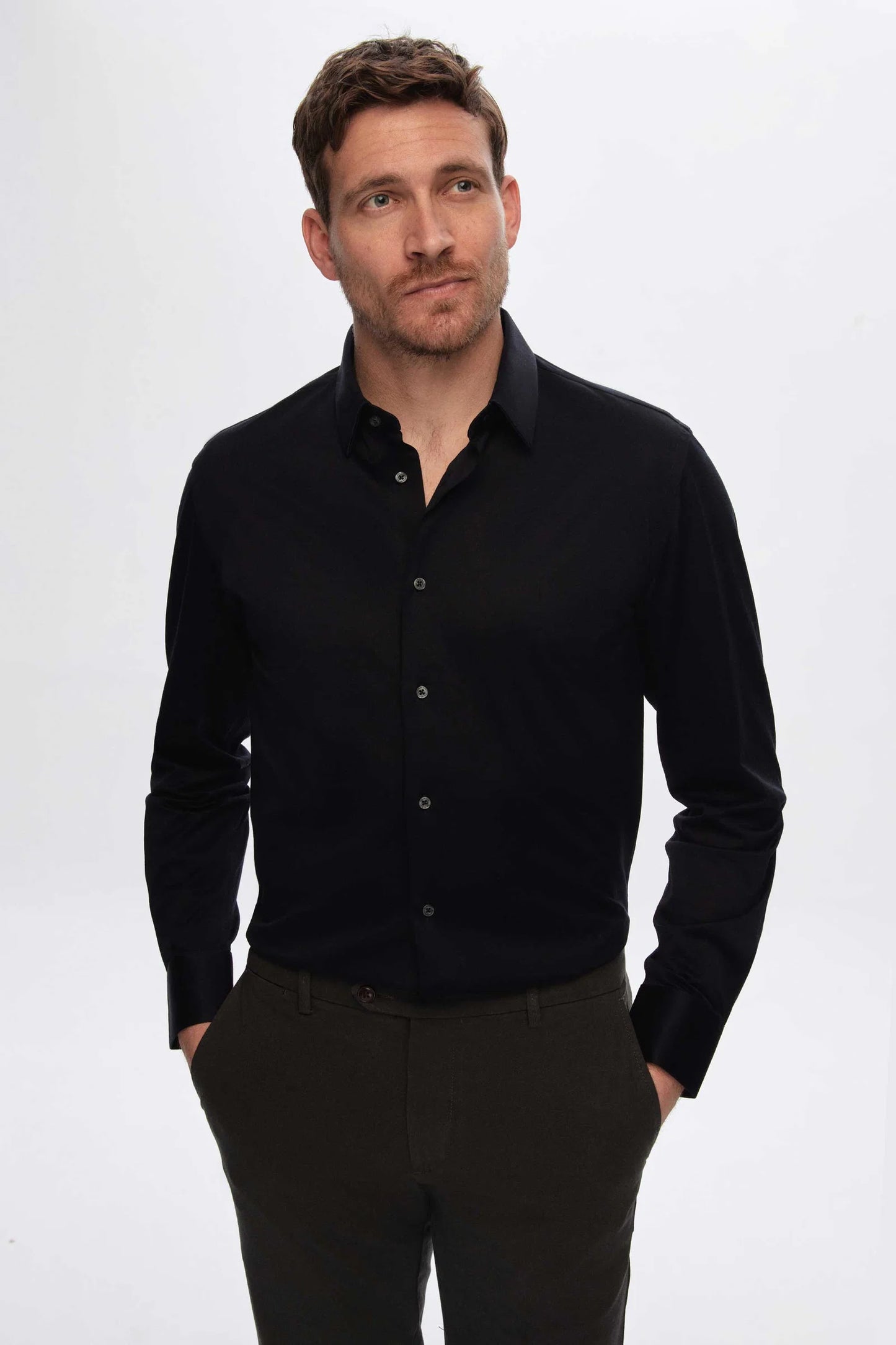 Damat Slim Fit Lacivert Oxford Örme Gömlek