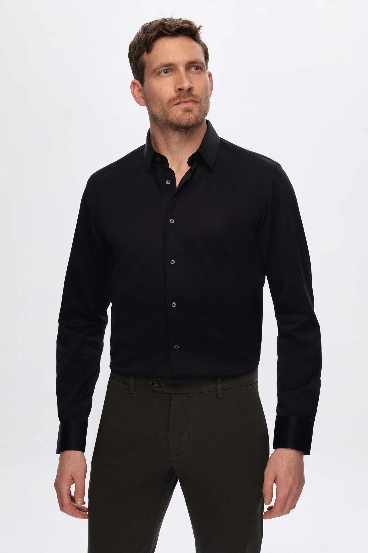 Damat Slim Fit Lacivert Oxford Örme Gömlek