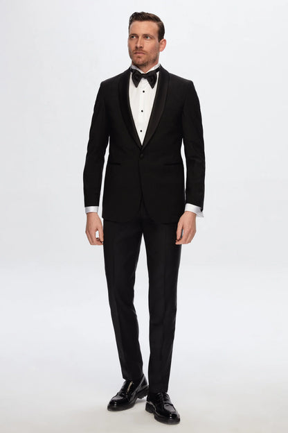 Damat Slim Fit Siyah Düz Damatlık &amp; Smokin Takim