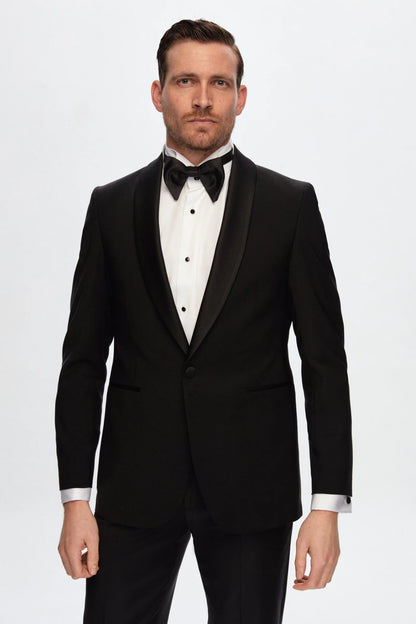 Damat Slim Fit Siyah Düz Damatlık &amp; Smokin Takim