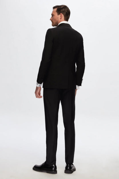 Damat Slim Fit Siyah Düz Damatlık &amp; Smokin Takim