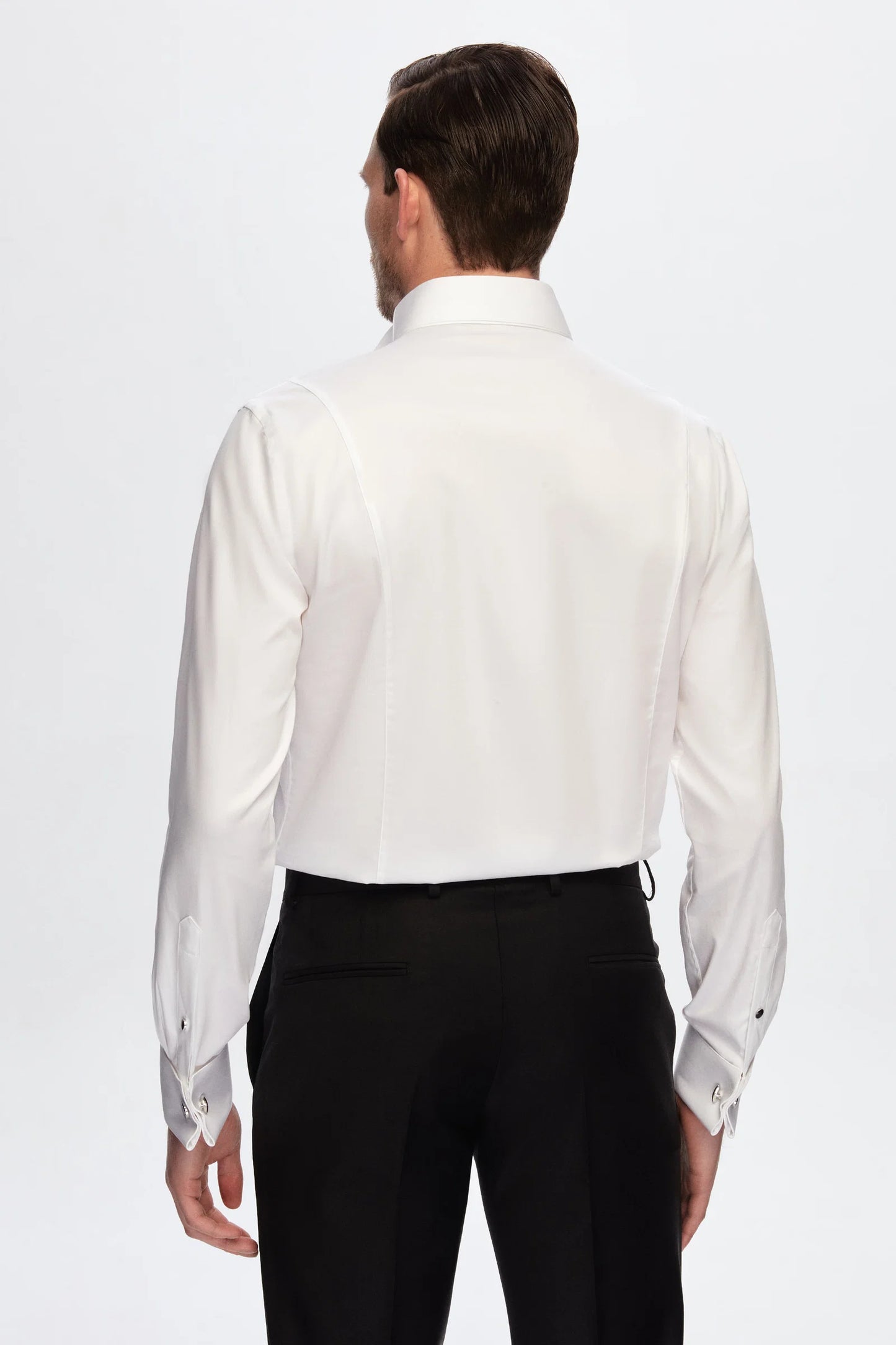 Damat Slim Fit Beyaz Jakar Desenli Nano Care Smokin Gömlek