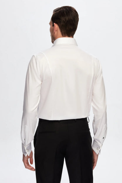 Damat Slim Fit Beyaz Jakar Desenli Nano Care Smokin Gömlek