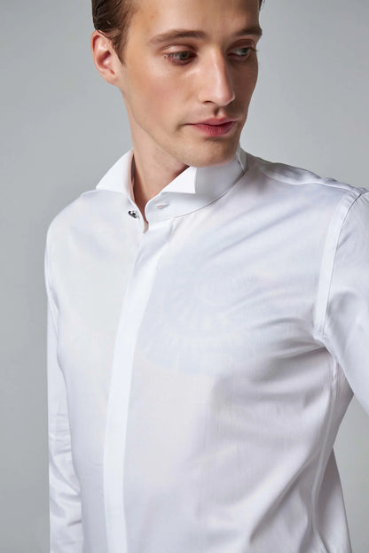 Damat Slim Fit Beyaz Düz Nano Care Smokin Gömlek