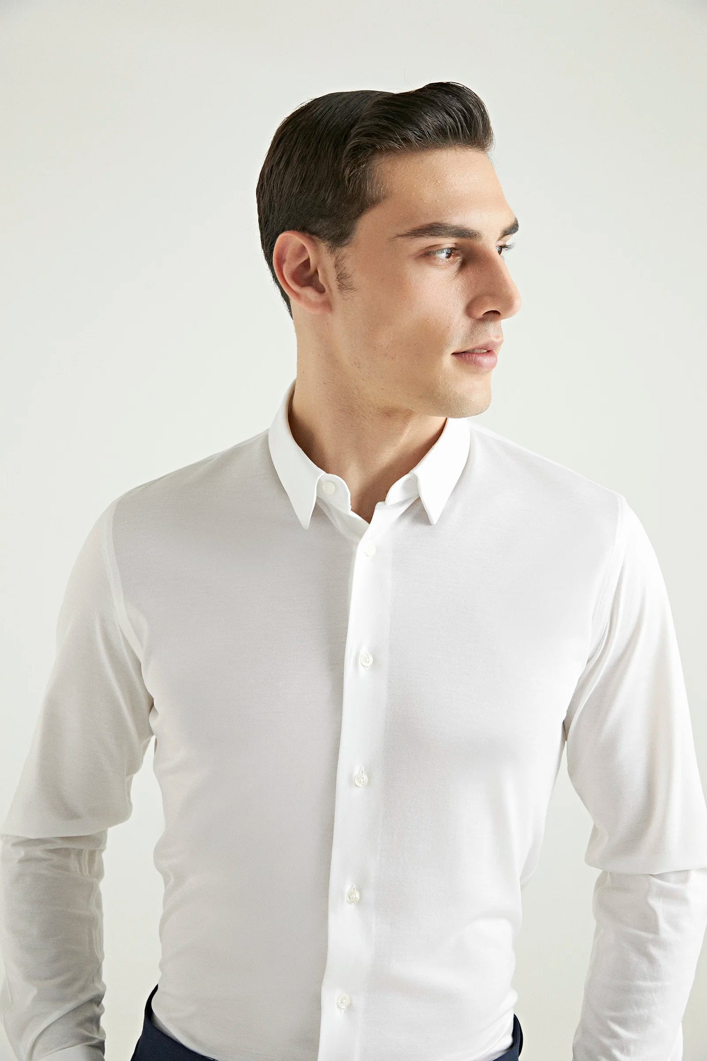 Damat Slim Fit Beyaz Oxford Örme Gömlek
