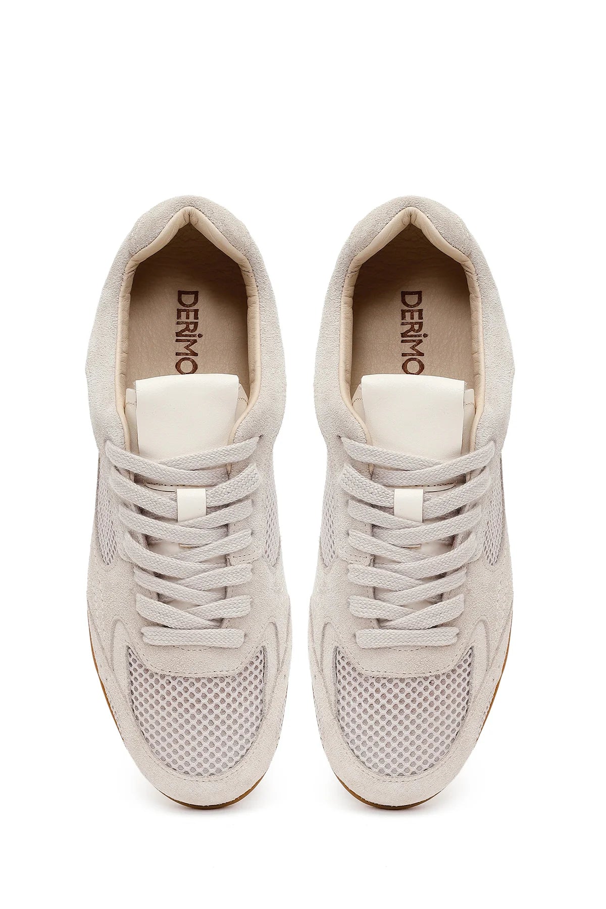 Kadın Bej Bağcıklı Süet Deri Sneaker