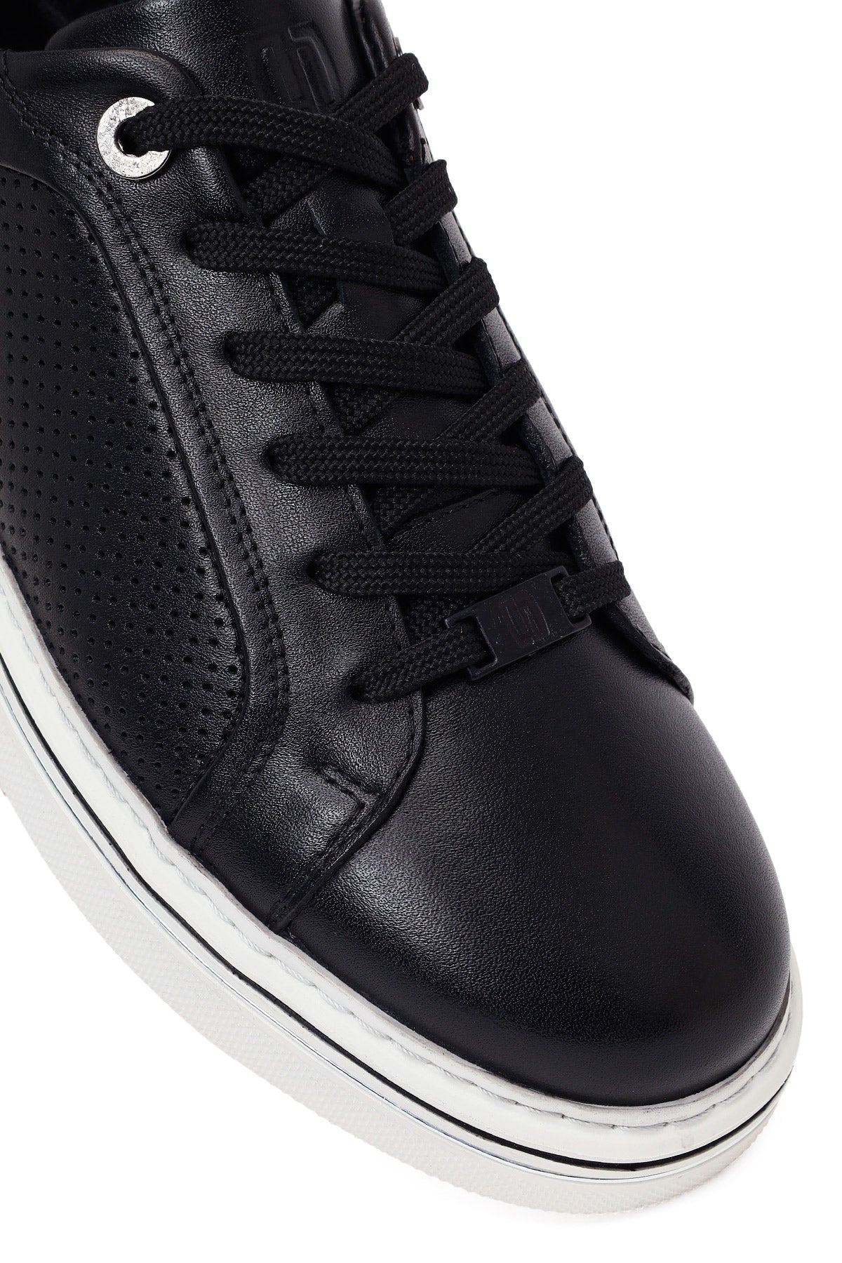 Erkek Siyah Bağcıklı Deri Sneaker