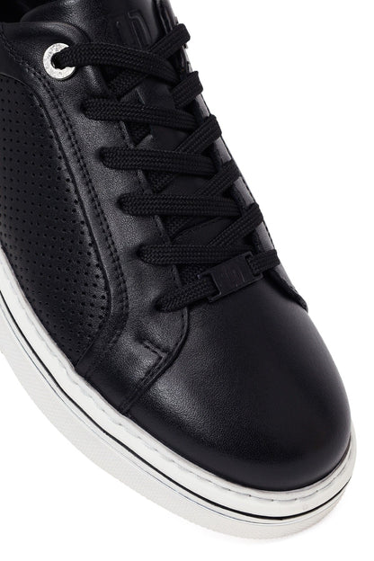 Erkek Siyah Bağcıklı Deri Sneaker