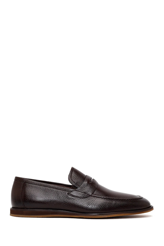 Erkek Kahverengi Deri Klasik Loafer
