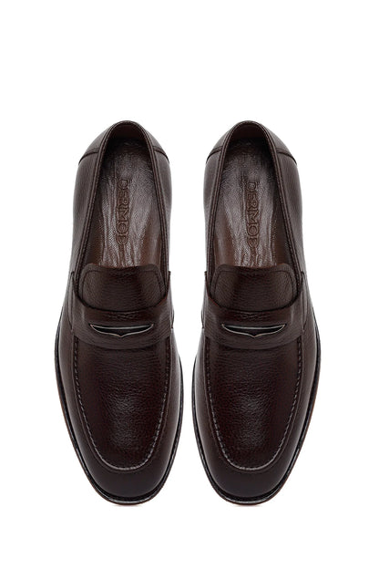 Erkek Kahverengi Deri Klasik Loafer