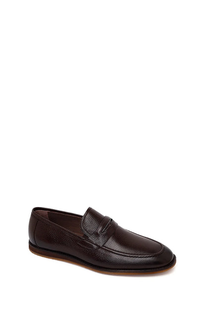 Erkek Kahverengi Deri Klasik Loafer
