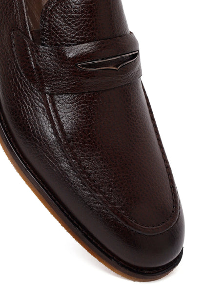 Erkek Kahverengi Deri Klasik Loafer