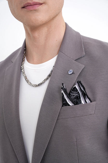 Comfort Fit Çift Yırtmaç Torba Cep Metal Düğmeli Vizon Blazer Ceket C 734