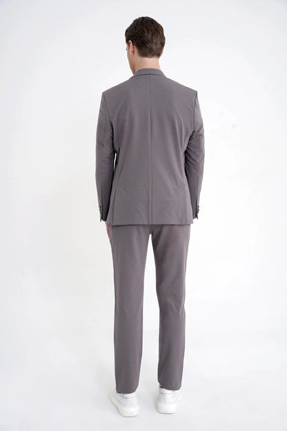 Comfort Fit Çift Yırtmaç Torba Cep Metal Düğmeli Vizon Blazer Ceket C 734
