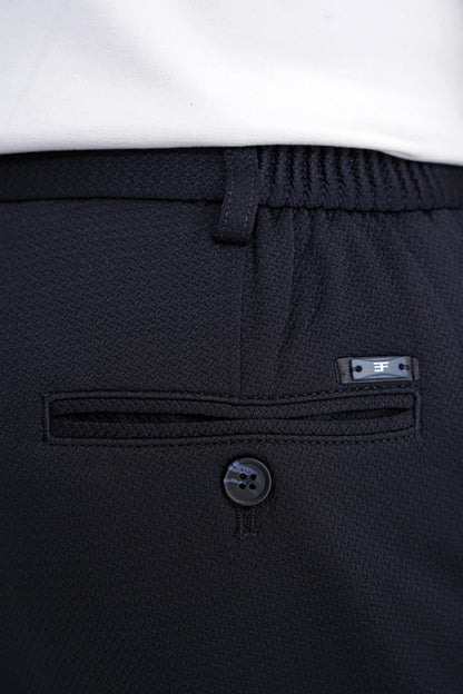 Comfort Fit Beli Lastikli Armürlü Dokuma Esnek Pamuk Lacivert Jogger Pantolon P 1217