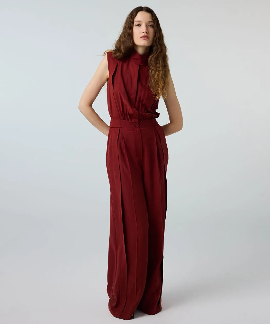 Turuncu Çift Parça Görünüm Wide Leg Tulum Is1260014016054 | Ipekyol
