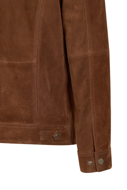 Wade Erkek Kahverengi Slim-fit Süet Deri Ceket